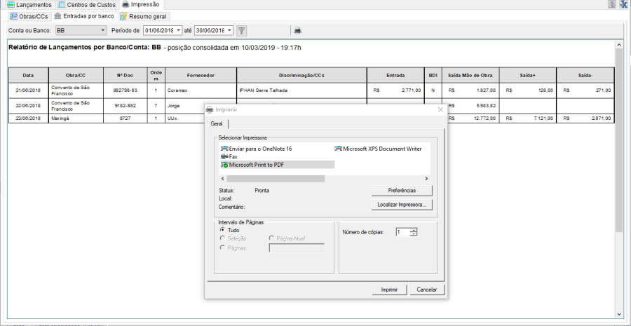 Relatórios impressos customizados